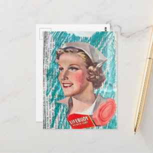 Krankenschwester Frau mit Gesundheitsseife Collage Postkarte