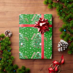 Krankenschwester Frohe Weihnachten Tannenbaum Grün Geschenkpapier