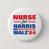 Krankenschwester für Harris Walz Red Blue Button (Vorderseite)