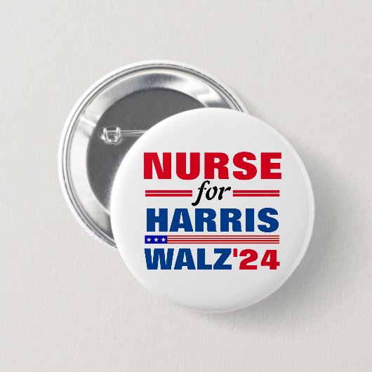 Krankenschwester für Harris Walz Red Blue Button (Vorne & Hinten)