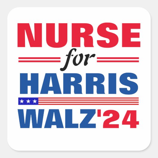 Krankenschwester für Harris Walz Red Blue Quadratischer Aufkleber (Vorderseite)