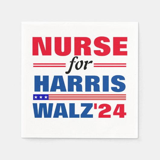 Krankenschwester für Harris Walz Red Blue Serviette (Vorderseite)