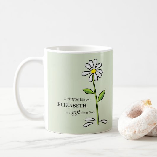 Krankenschwester Geburtstag Religious Green Daisy  Kaffeetasse (Mit Donut)