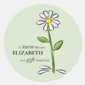 Krankenschwester Geburtstag Religious Green Daisy  Runder Aufkleber (Vorderseite)