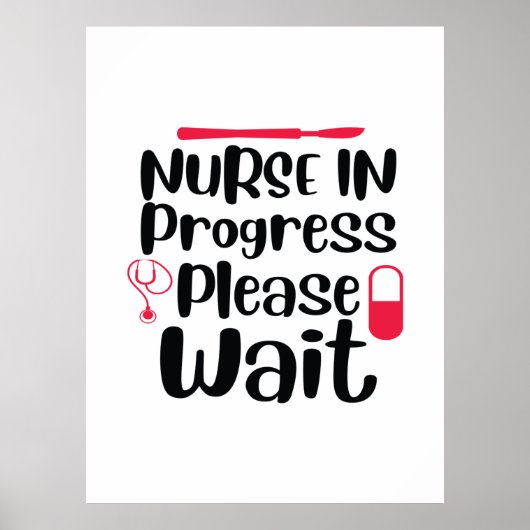 Krankenschwester Geschenke im Gange Bitte warten Poster (Vorne)