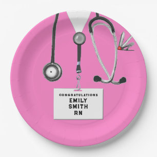 Krankenschwester Graduation Party pink Pappteller