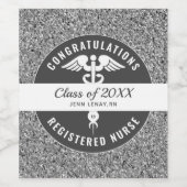 Krankenschwester Graduation Party Silver Glitzer P Weinetikett (Einzelnes Label)