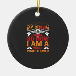 Krankenschwester Halloween Besen Brach Design_1 Keramik Ornament