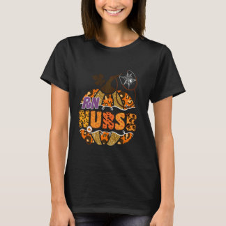 Krankenschwester Halloween Kürbis Leopard Krankenp T-Shirt