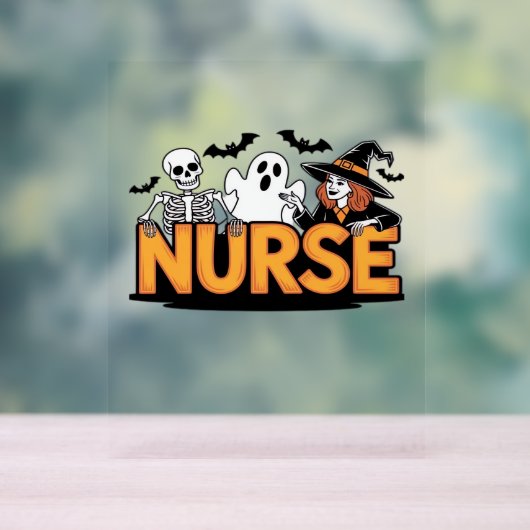 Krankenschwester - Halloween - mit Geist, Hexe und Acrylschild (Neutral)