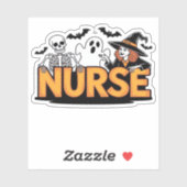 Krankenschwester - Halloween - mit Geist, Hexe und Aufkleber (Blatt)