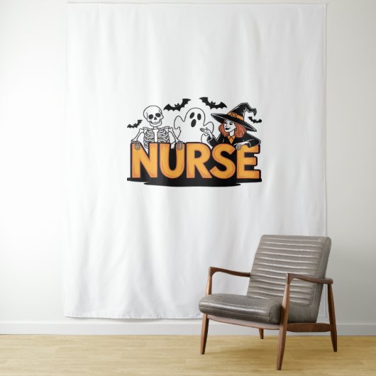 Krankenschwester - Halloween - mit Geist, Hexe und Wandteppich (Beispiel)