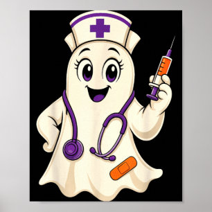 Krankenschwester Halloween Süßer Geist Stethoskop Poster
