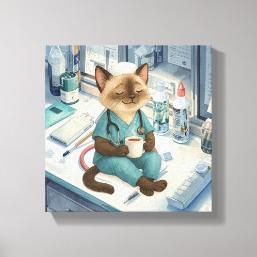 Krankenschwester hat eine Kaffeepause Leinwanddruck (Vorderseite)