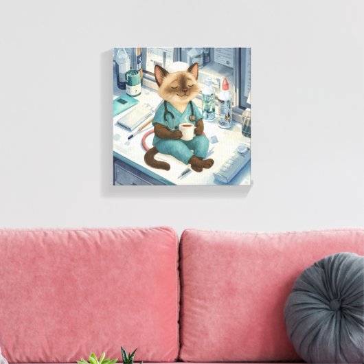 Krankenschwester hat eine Kaffeepause Leinwanddruck (Insitu (Wohnzimmer))