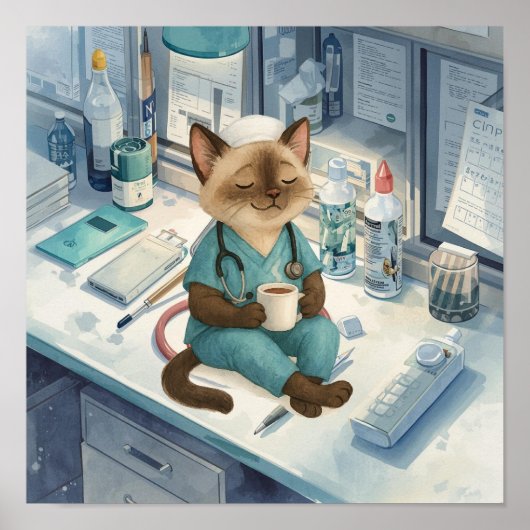 Krankenschwester hat eine Kaffeepause Poster (Vorne)