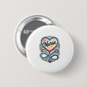 Krankenschwester Herz Stethoskop Vintage Gravur De Button (Vorne & Hinten)