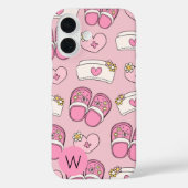 Krankenschwester-Herzen, Hüte und Clogs-Monogramm Case-Mate iPhone Hülle (Rückseite)