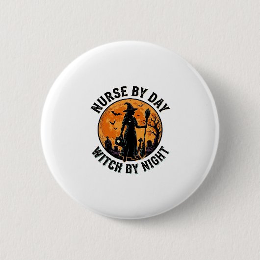 Krankenschwester Hexe Halloween Vintage Grusel Sch Button (Vorderseite)