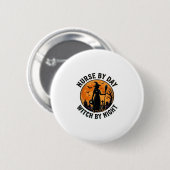 Krankenschwester Hexe Halloween Vintage Grusel Sch Button (Vorne & Hinten)
