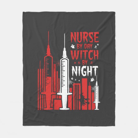 Krankenschwester-Hexen-Halloween-Skyline-Design_1 Fleecedecke (Vorderseite)