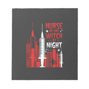 Krankenschwester-Hexen-Halloween-Skyline-Design_1 Notizblock
