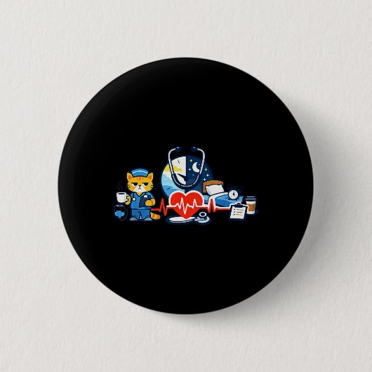 Krankenschwester-Humor-Nachtschicht-Emblem für RN- Button (Vorderseite)