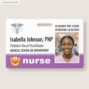 Krankenschwester-ID-Ausweis Foto Logo Katze Lila P Ausweis