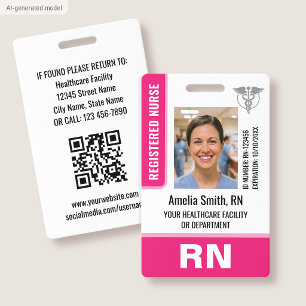 Krankenschwester-ID-Ausweis Foto-Logo RN Mitarbeit Ausweis