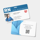 Krankenschwester-ID-Ausweis-Foto-QR-Code Modern Bl Ausweis (Vorder- & Rückseite)
