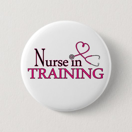Krankenschwester im Training - Rosa Button (Vorderseite)
