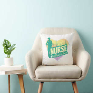 Krankenschwester im Vintage-Design mit Herzschlag- Kissen