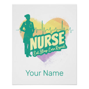 Krankenschwester im Vintage-Design mit Herzschlag- Poster