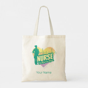 Krankenschwester im Vintage-Design mit Herzschlag- Tragetasche