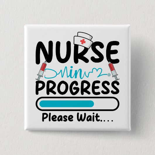 Krankenschwester in Ausbildung Ladequadrat-Schaltf Button (Vorderseite)