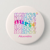 "Krankenschwester" in eleganten Regenbogenfarben Button (Vorderseite)