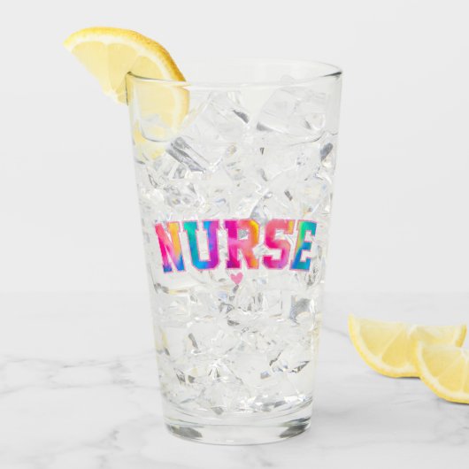 "Krankenschwester" in eleganten Regenbogenfarben | Glas (Vorderseite Ice)