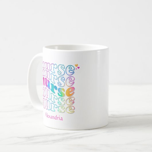"Krankenschwester" in eleganten Regenbogenfarben Kaffeetasse (Vorderseite Links)