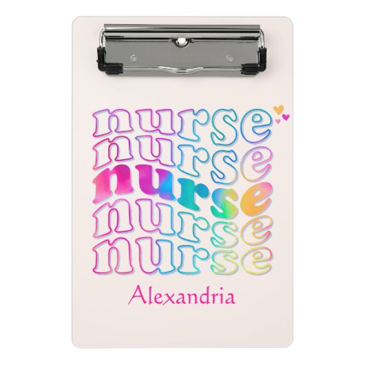 "Krankenschwester" in eleganten Regenbogenfarben Mini Klemmbrett (Vorderseite)