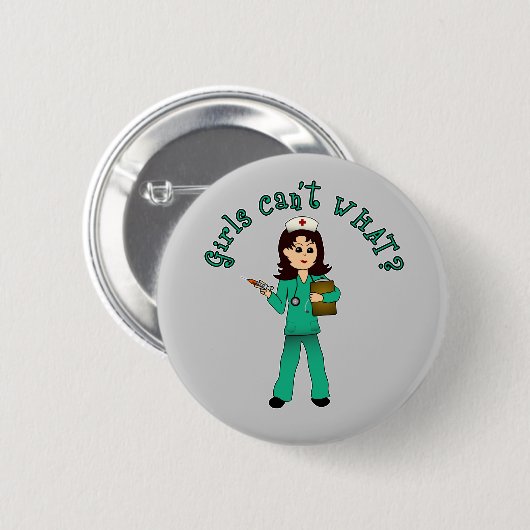 Krankenschwester in grünen Scheiben (Licht) Button (Vorne & Hinten)