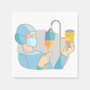 Krankenschwester in Scrubs Paper Napkins Serviette