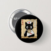 Krankenschwester Japanische Katze Button (Vorne & Hinten)