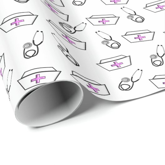 Krankenschwester-Kappe und Stethoskop Geschenkpapier (Rolleneckpunkt)