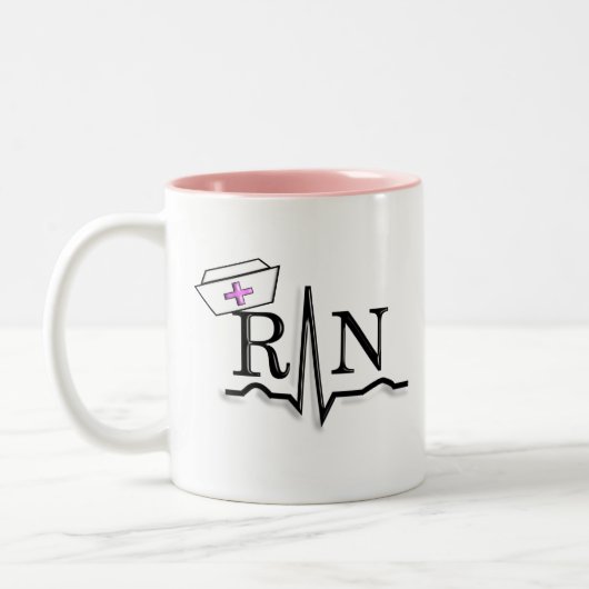 Krankenschwester-Kappen-Entwurf RN QRS Zweifarbige Tasse (Links)