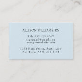 Krankenschwester-Kappen-mit Monogramm blaues Visitenkarte (Rückseite)