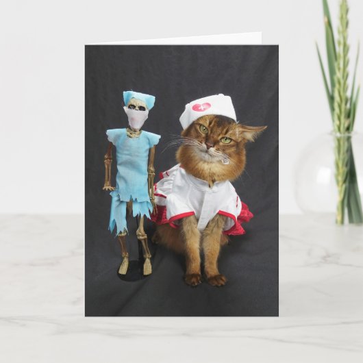 Krankenschwester Katze und Dr. Bones Karte (Vorderseite)