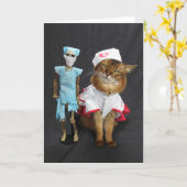 Krankenschwester Katze und Dr. Bones Karte (Gelbe Blume)