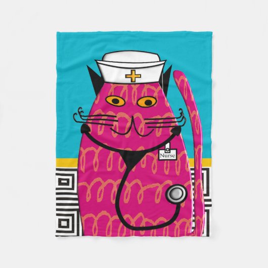 Krankenschwester-Katzen-Fleece-Decke III Fleecedecke (Vorderseite)