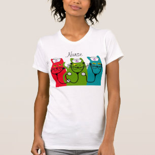 Krankenschwester-Katzen-Kunst-T - Shirt
