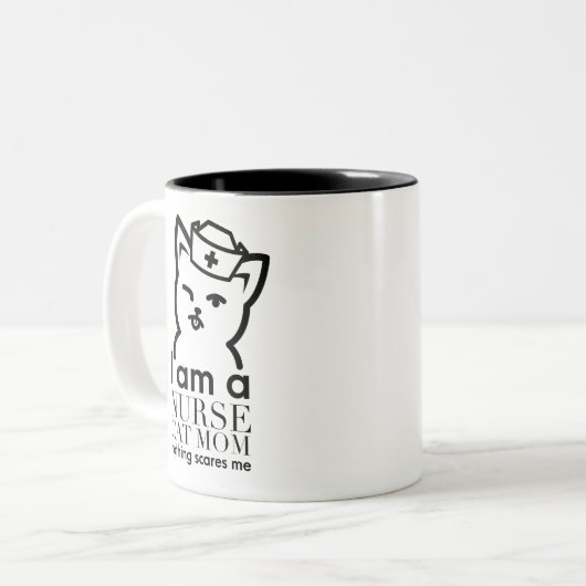 Krankenschwester-Katzen-Mama - Zweifarbige Tasse (Vorderseite Links)